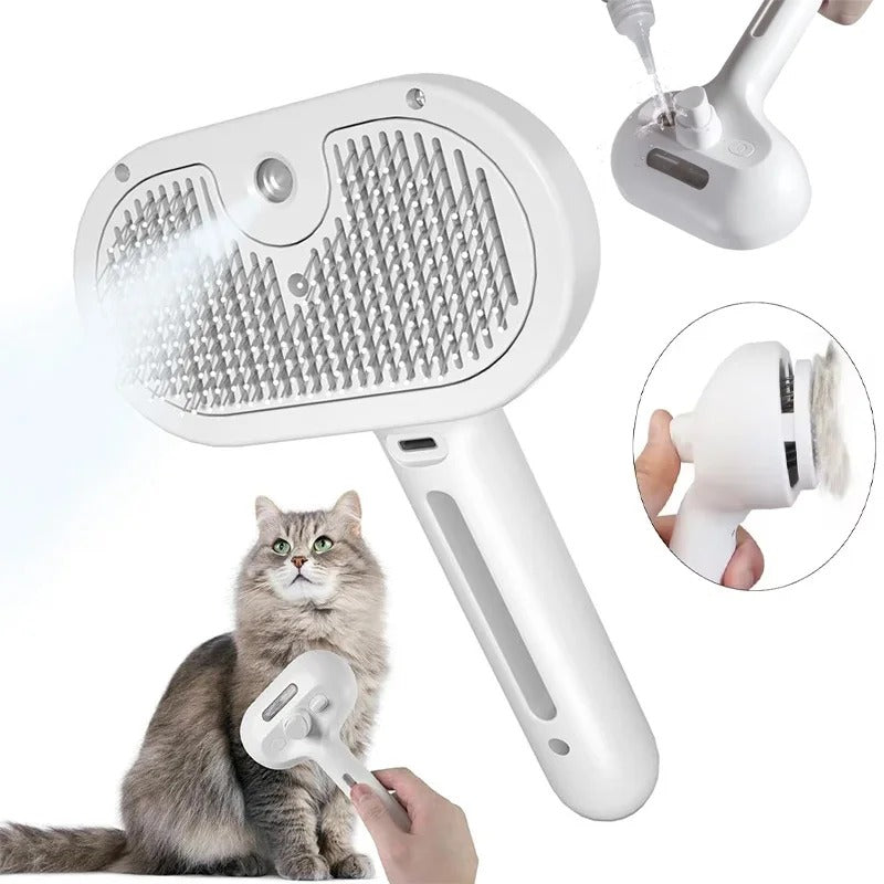 3-in-1 Anti-Static Steam Brush For Dogs & Cats