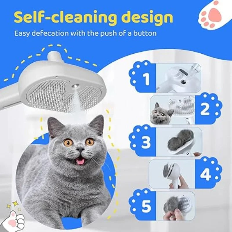 3-in-1 Anti-Static Steam Brush For Dogs & Cats