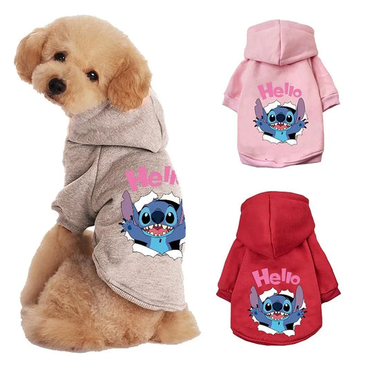 Disney Stitch Dog Clothes Winter Warm Pet Clothes Cotton Pets