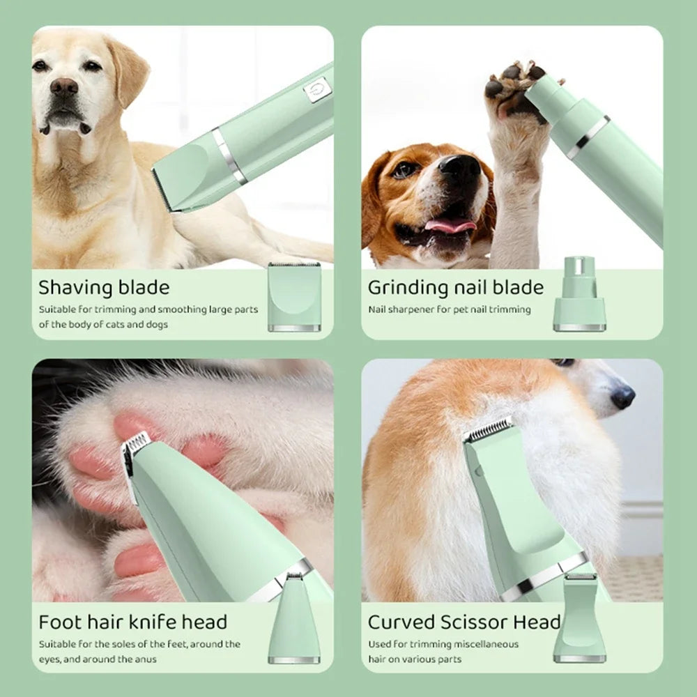 Electric Pet Hair Clipper with 4 Blades